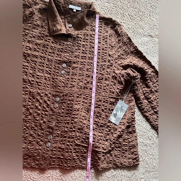 NWT Habitat Button Front Textured Sz L Lightweight Jacket in Choco Brown Artsy - Picture 11 of 12